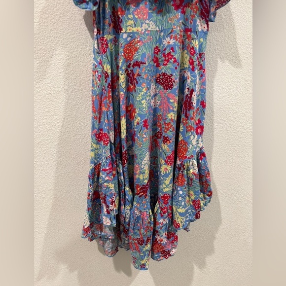 NWT Abel the Label ATL Candy Florals Blue Floral Sleeveless Midi Ruffle Dress S - Picture 11 of 16